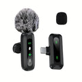 Wireless Lavalier Clip On Microphone with Windscreen for Phone and Tablet