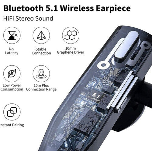 Wireless Trucker Headset with Dual Noise Cancelling Mic and Charging Case