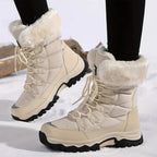 Womens Faux Fur Lined Lace Up Snow Boots with Non Slip Sole