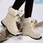 Womens Faux Fur Lined Lace Up Snow Boots with Non Slip Sole