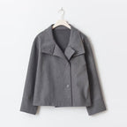 Womens Short Double Breasted Coat with High Stand Collar
