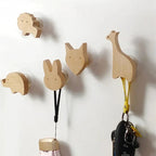 Wooden Animal Wall Hook for Kids Room with Screw or Suction Mount
