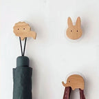 Wooden Animal Wall Hook for Kids Room with Screw or Suction Mount