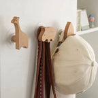 Wooden Animal Wall Hook for Kids Room with Screw or Suction Mount