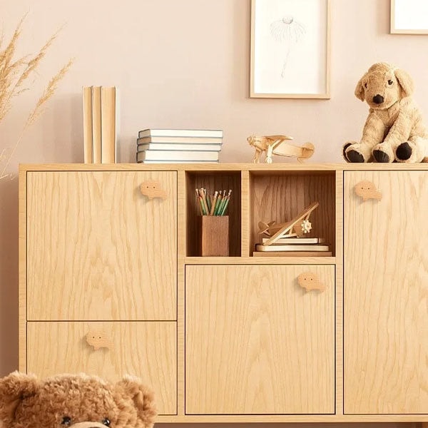 Wooden Animal Wall Hook for Kids Room with Screw or Suction Mount