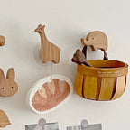 Wooden Animal Wall Hook for Kids Room with Screw or Suction Mount