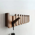 Piano Coat Rack Wall Mounted Wooden Coat Hooks with Fold Down Hooks Entryway Hanger for Coats Hats and Bags Adhesive or Screw Mount