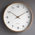 Wooden Wall Clock Silent Non-Ticking Nordic Minimalist Round Clock with Solid Wood Frame Modern Decor for Living Room Bedroom and Office