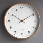 Wooden Wall Clock Silent Non-Ticking Nordic Minimalist Round Clock with Solid Wood Frame Modern Decor for Living Room Bedroom and Office