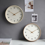 Wooden Wall Clock Silent Non-Ticking Nordic Minimalist Round Clock with Solid Wood Frame Modern Decor for Living Room Bedroom and Office