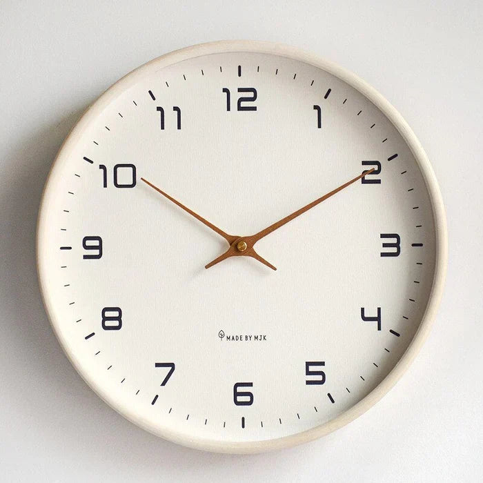 Wooden Wall Clock Silent Non-Ticking Nordic Minimalist Round Clock with Solid Wood Frame Modern Decor for Living Room Bedroom and Office