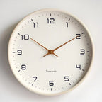 Wooden Wall Clock Silent Non-Ticking Nordic Minimalist Round Clock with Solid Wood Frame Modern Decor for Living Room Bedroom and Office