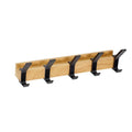 Wooden Wall Coat Rack with Sliding Double Hooks for Entryway